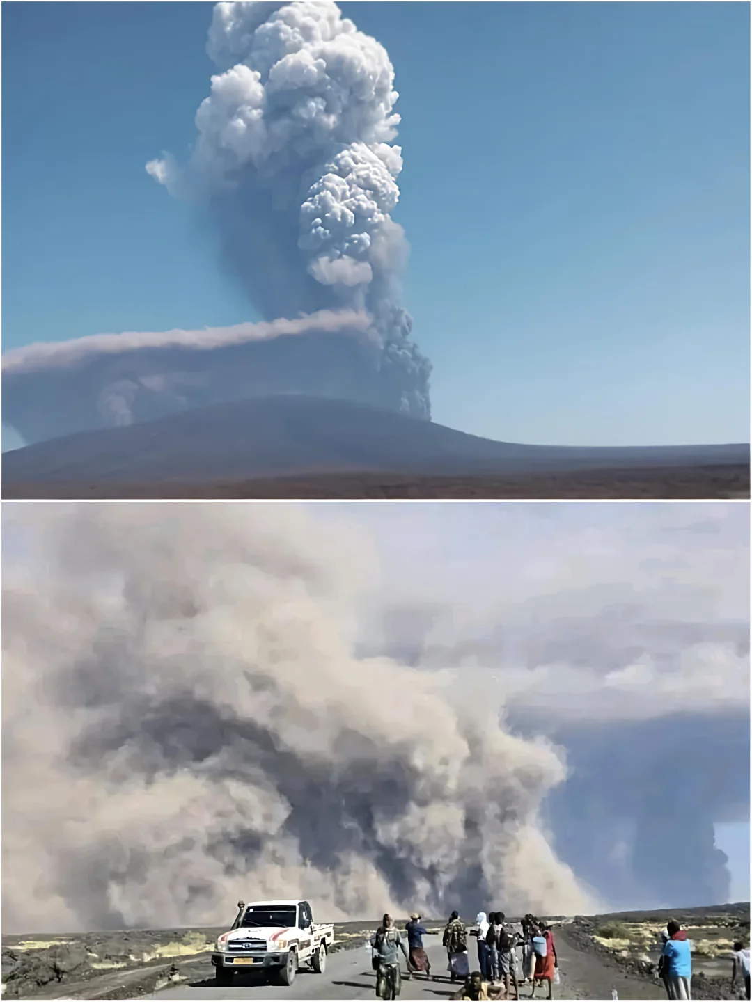 埃塞俄比亚万年休眠火山喷发，火山灰蔓延