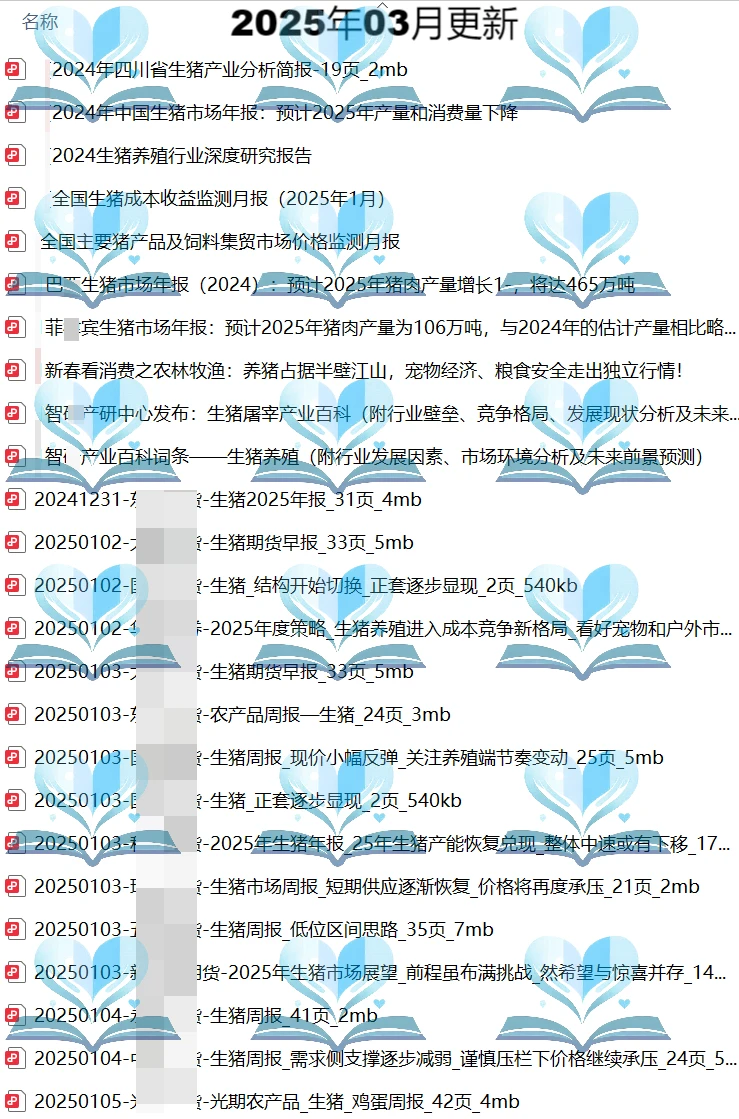 2025年生猪养殖行业研究报告周期数据合集