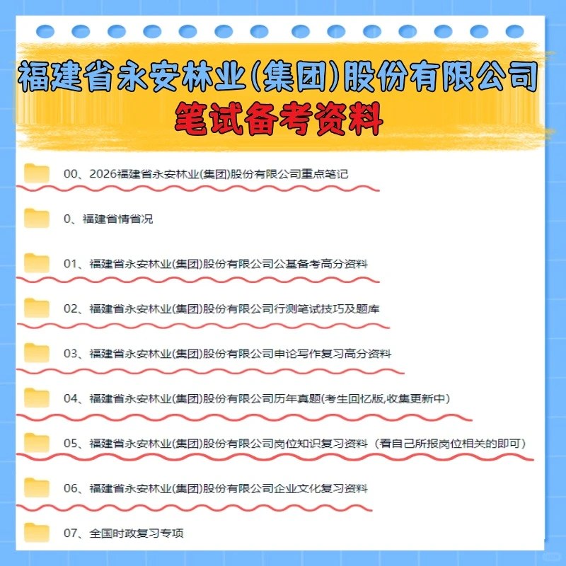 福建永安林业集团2026校招报名笔试资料分享