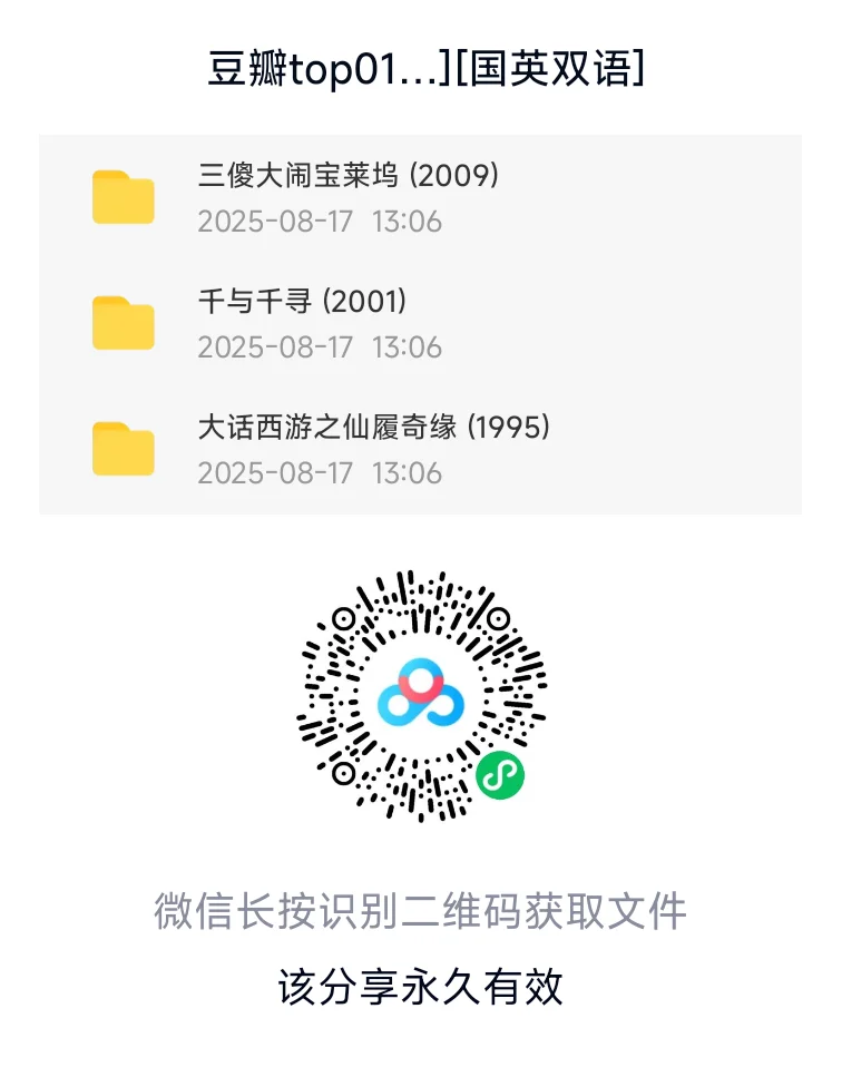 免费分享！豆瓣top1-20。