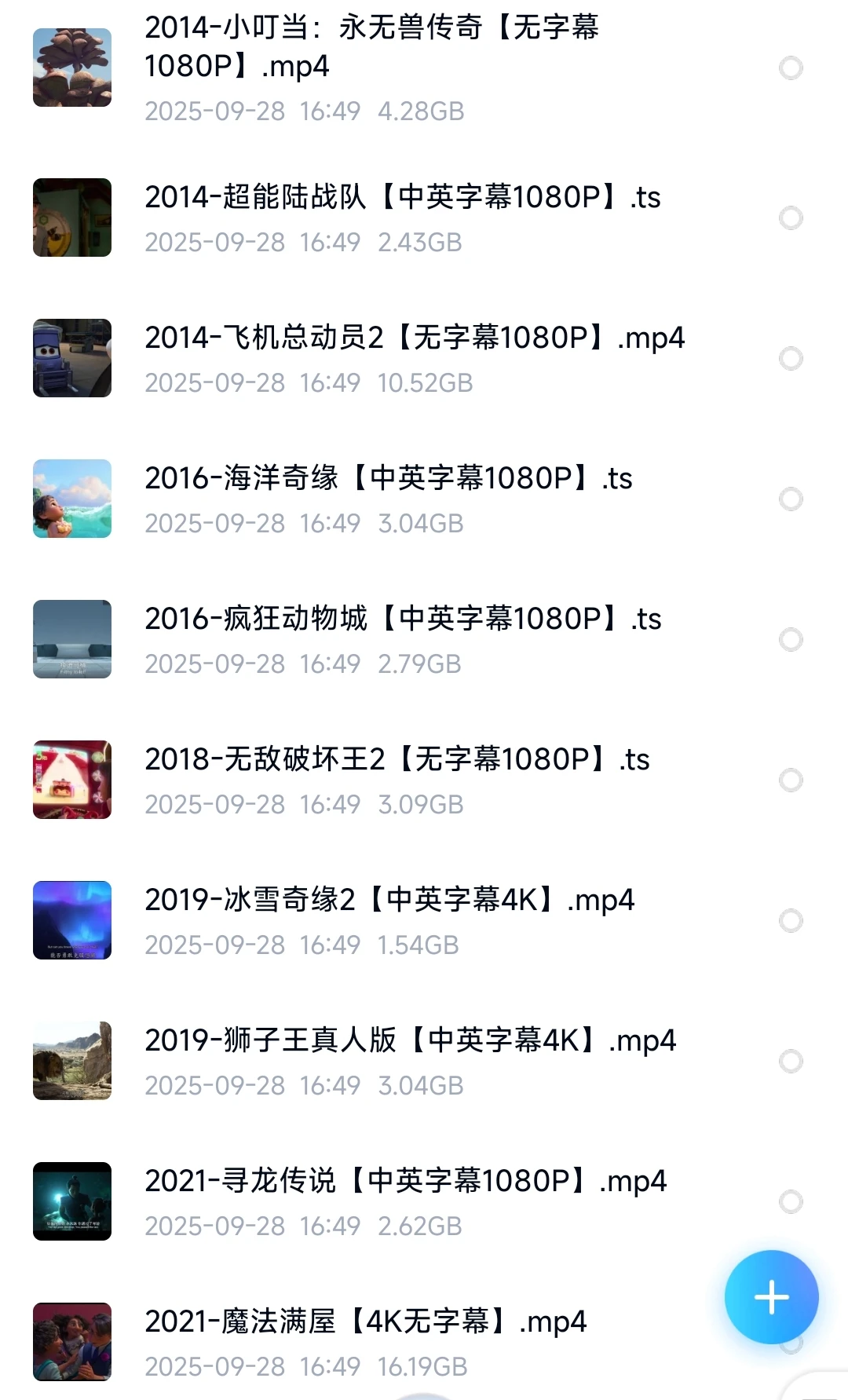 免费分享！迪士尼动画电影85部