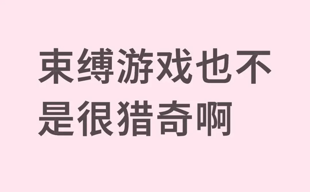 束缚游戏也不是很猎奇啊