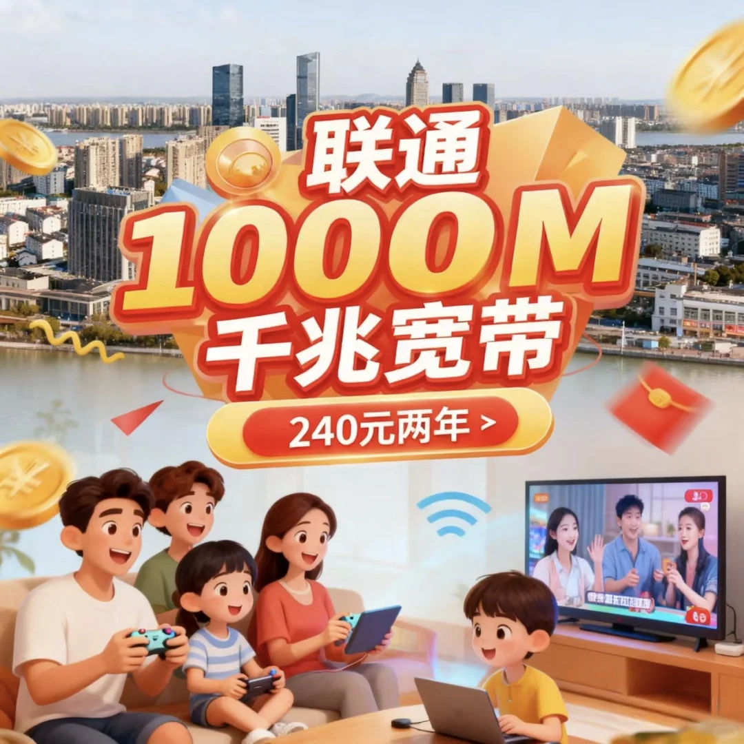 宁波联通千兆宽带特惠：1000M两年仅240元