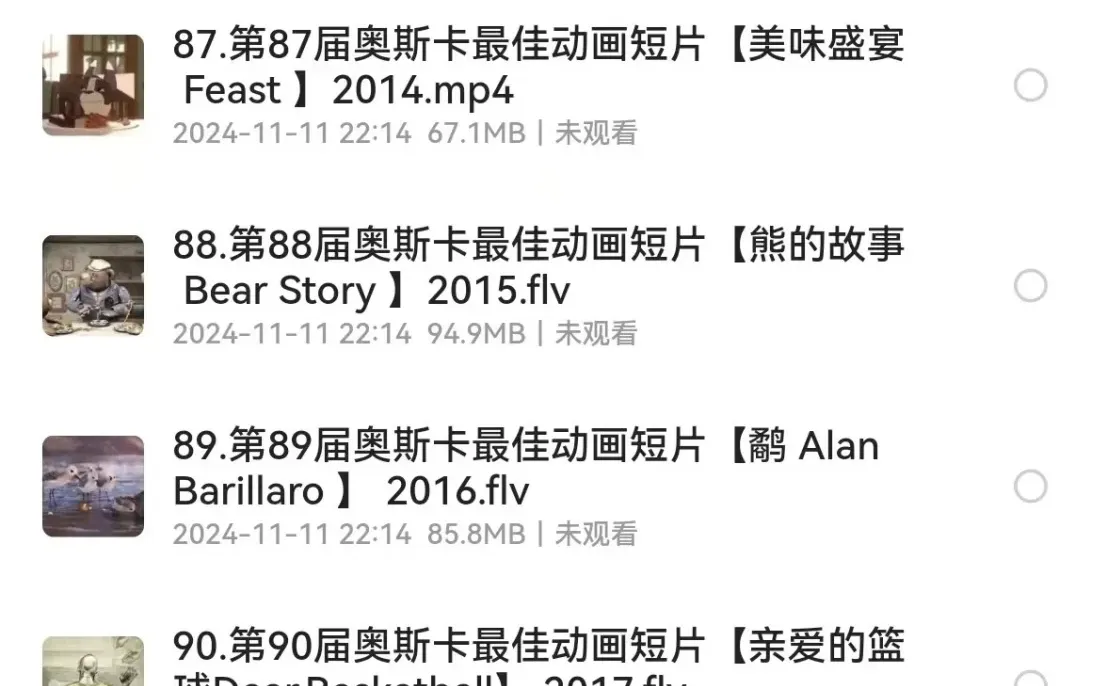 终于找到了！奥斯卡动画短片海量