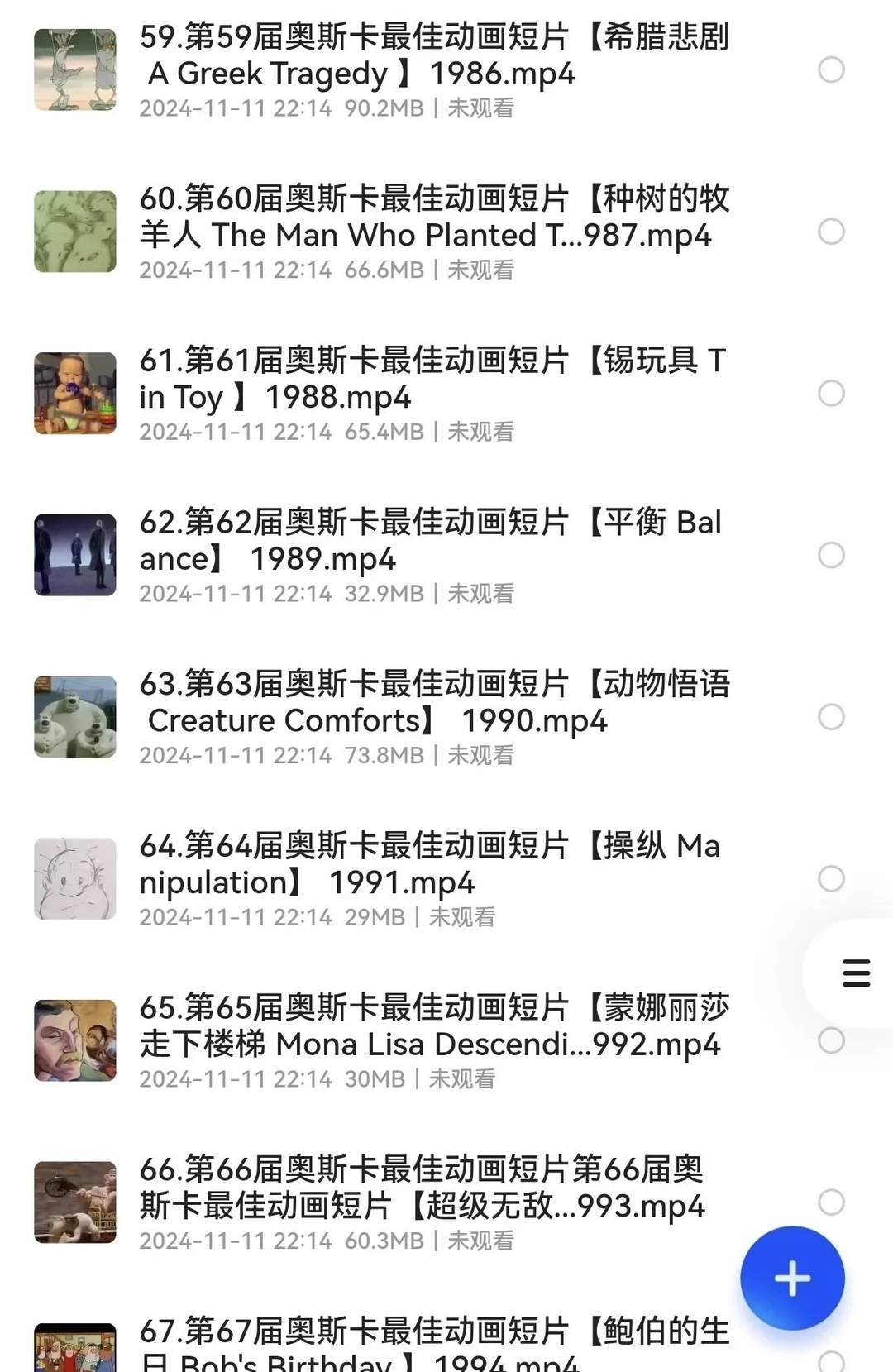 终于找到了！奥斯卡动画短片海量