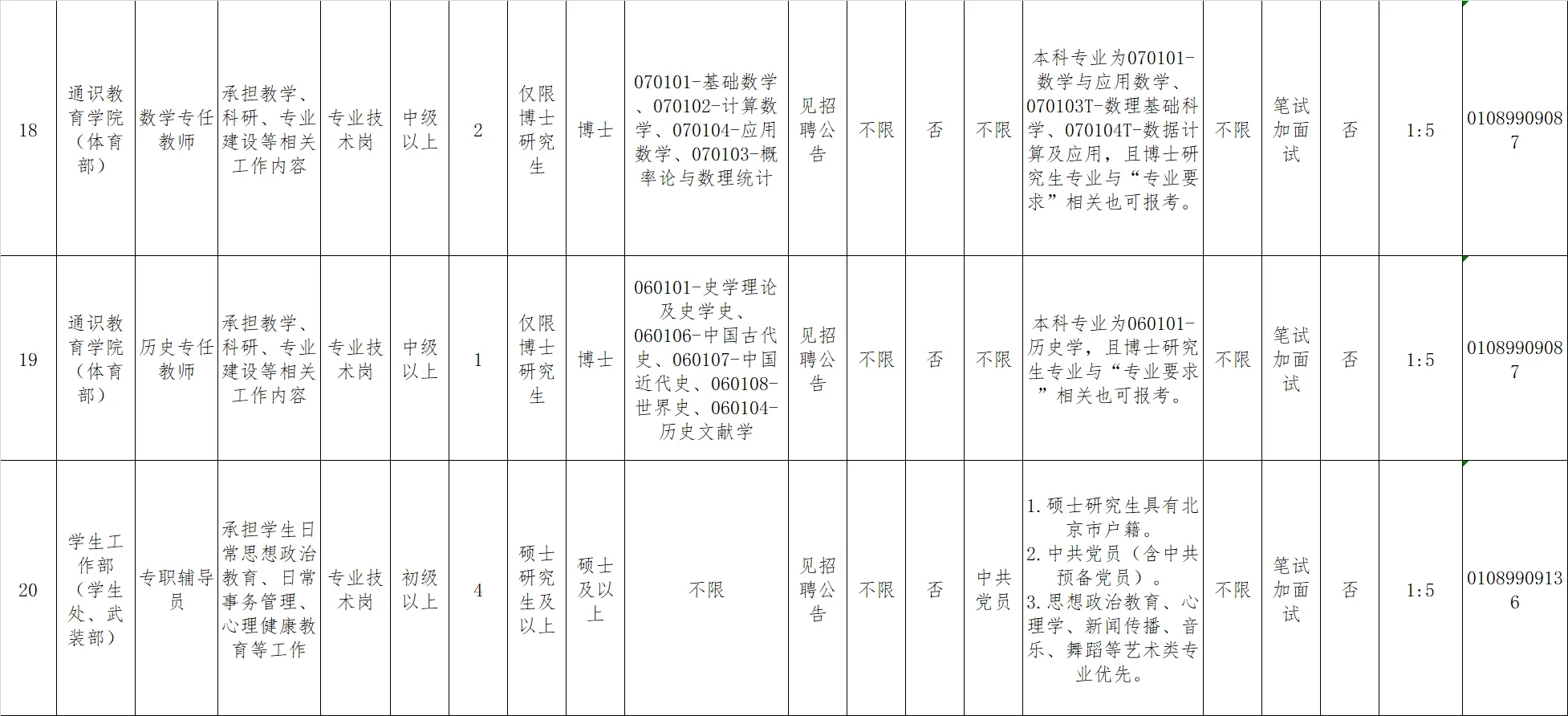 北京农业职业学院招聘编制教师、辅导员