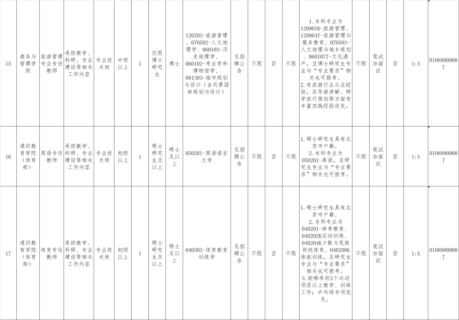 北京农业职业学院招聘编制教师、辅导员