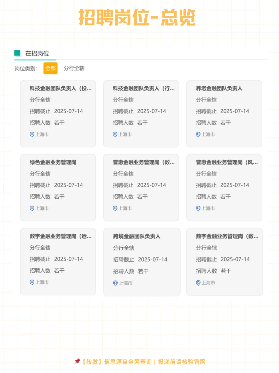 社招 | 农业银行上海分行2025招聘