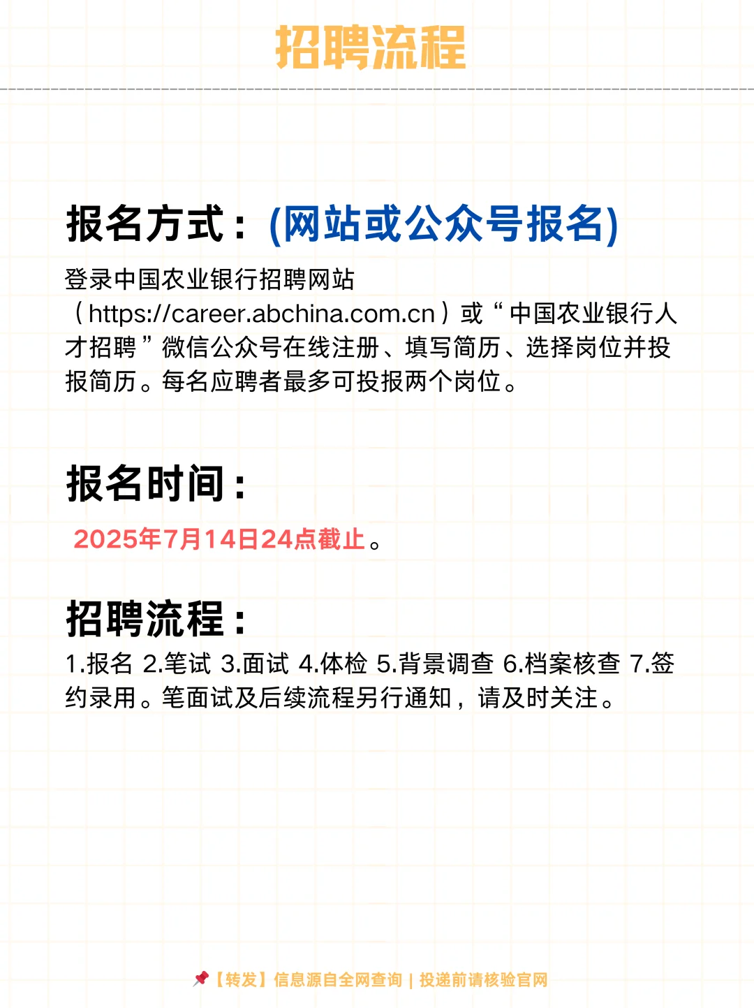 社招 | 农业银行上海分行2025招聘