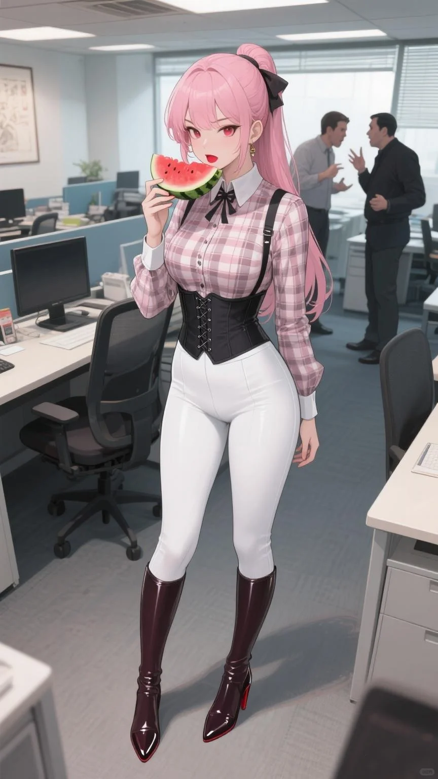 办公室里正在吃瓜的美女小姐姐