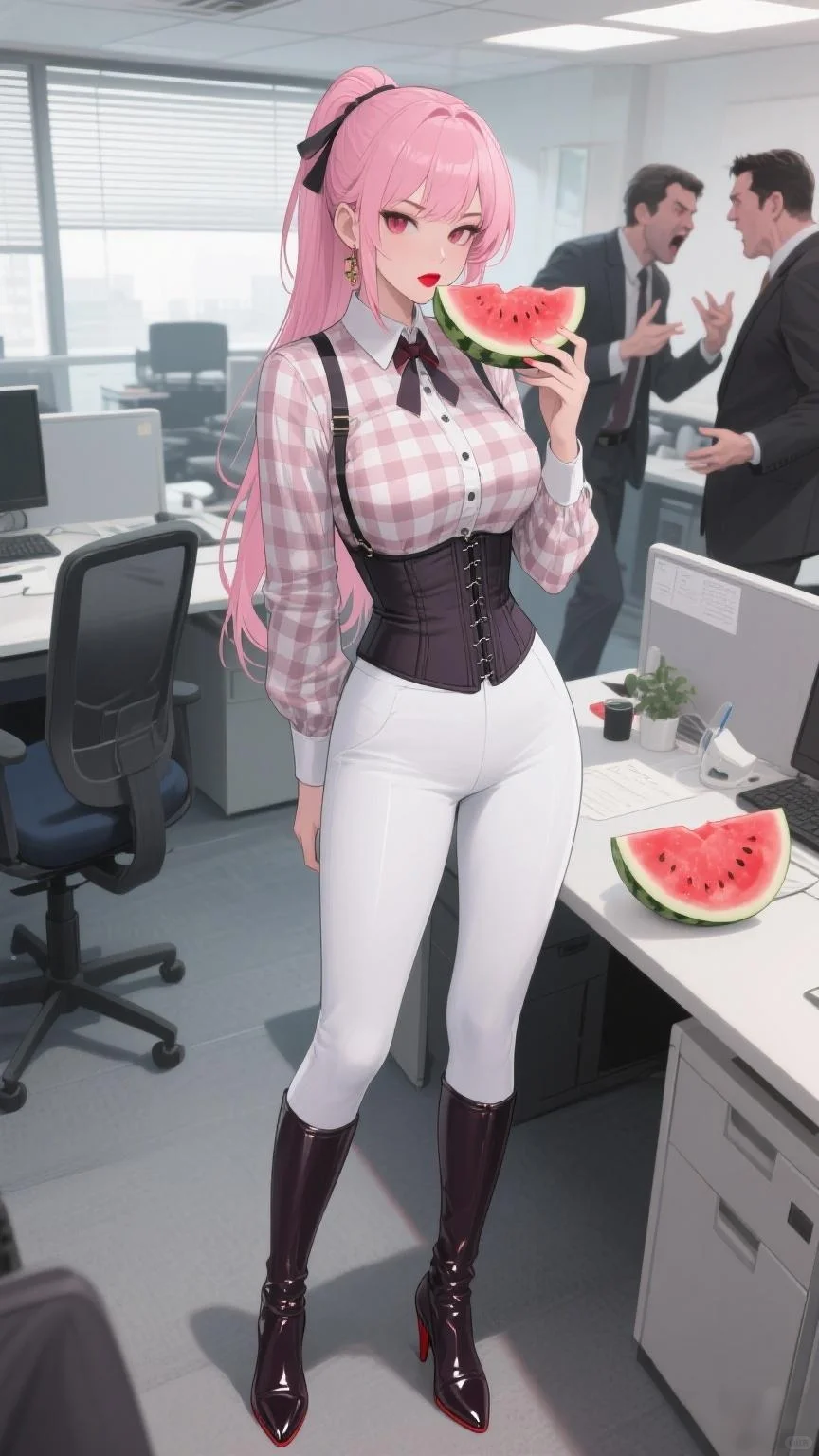 办公室里正在吃瓜的美女小姐姐