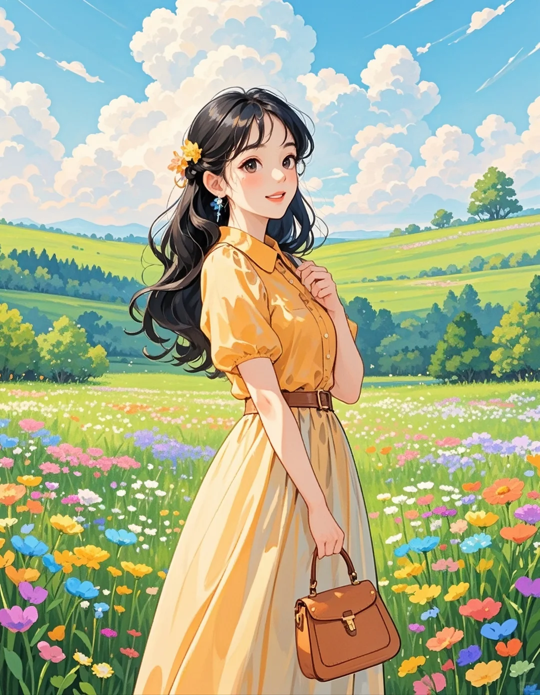谁懂？黄裙少女自带春日滤镜