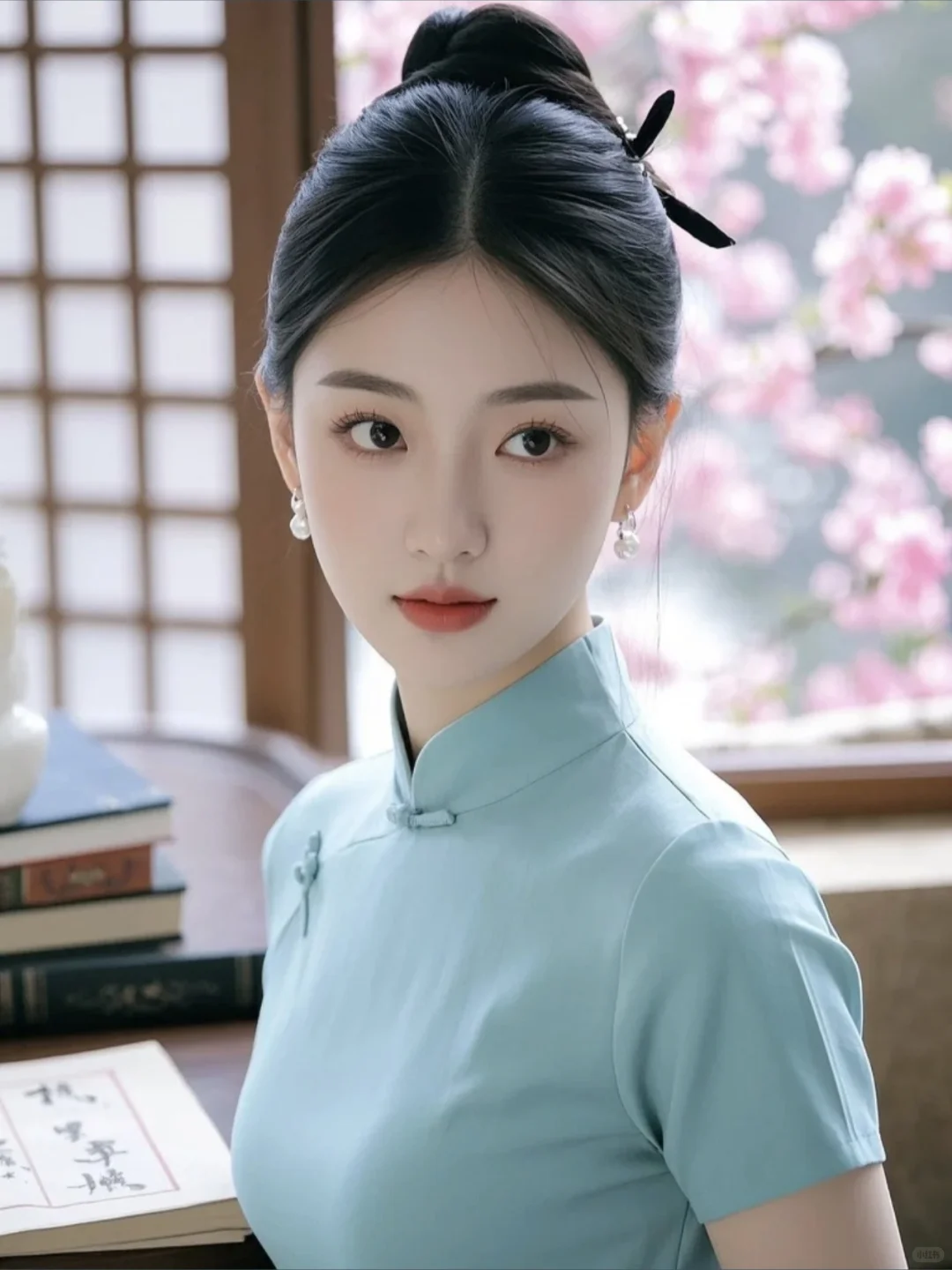 淡青色清冷的女生~AI生成