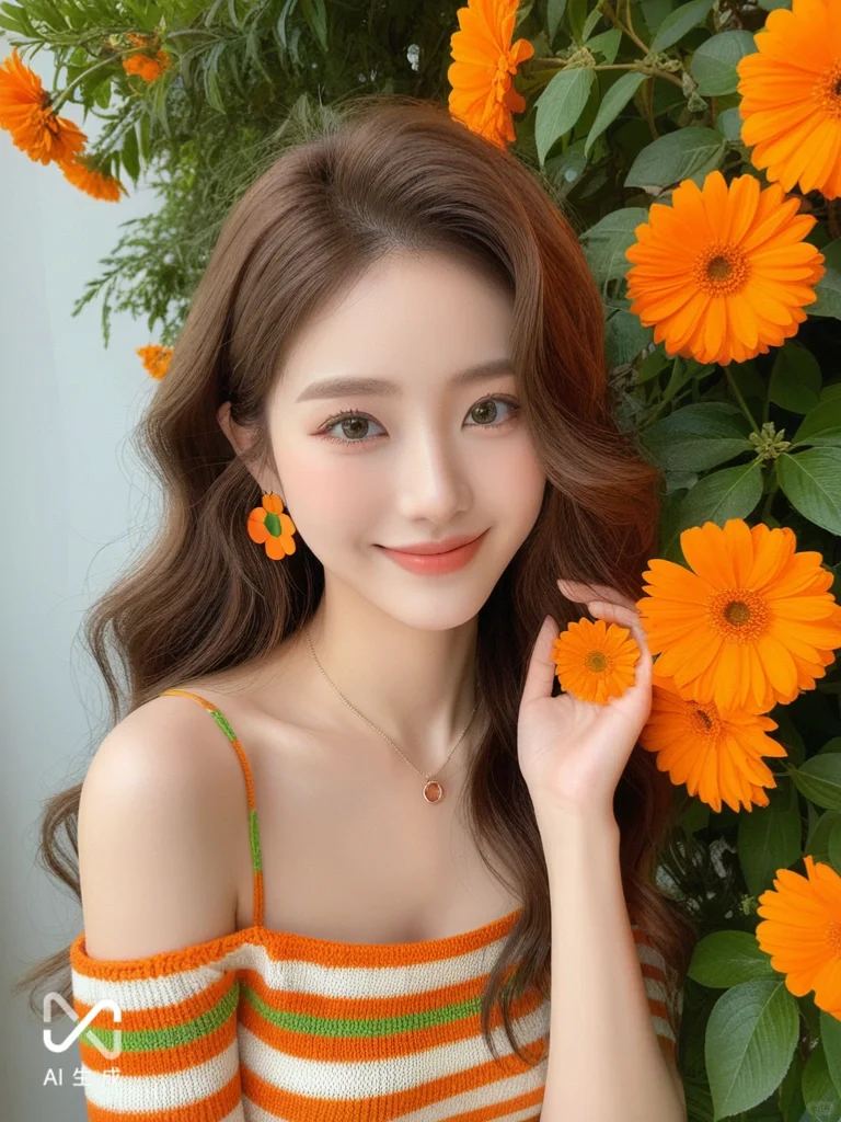 AI生成橘绿色AI写真