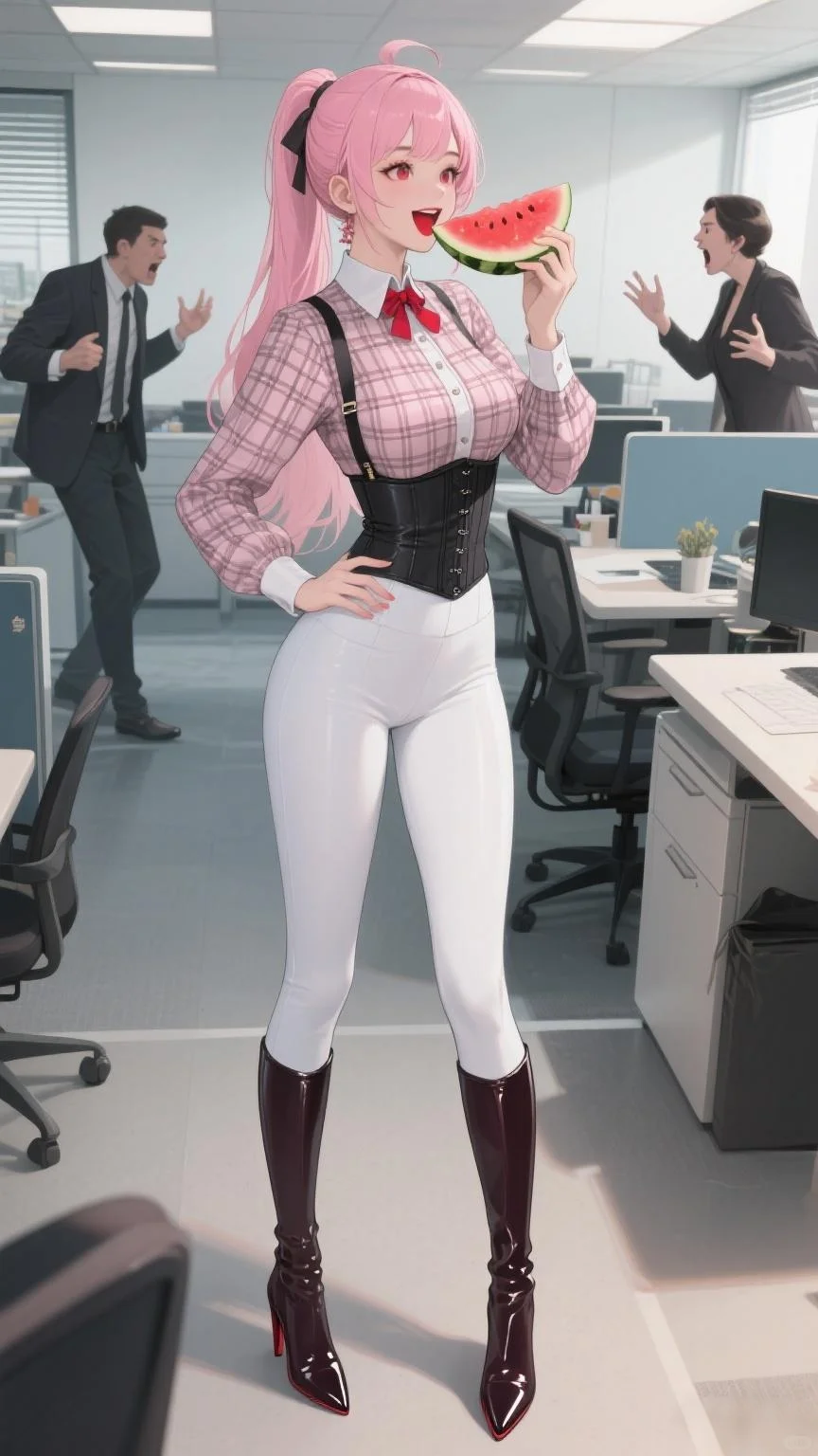 办公室里正在吃瓜的美女小姐姐