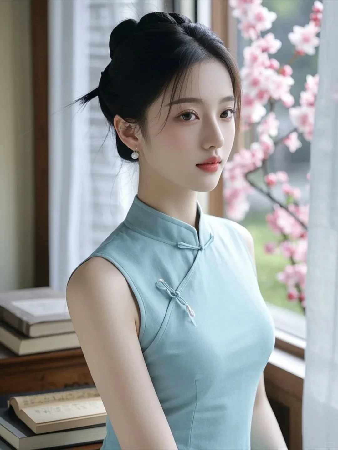 淡青色清冷的女生~AI生成