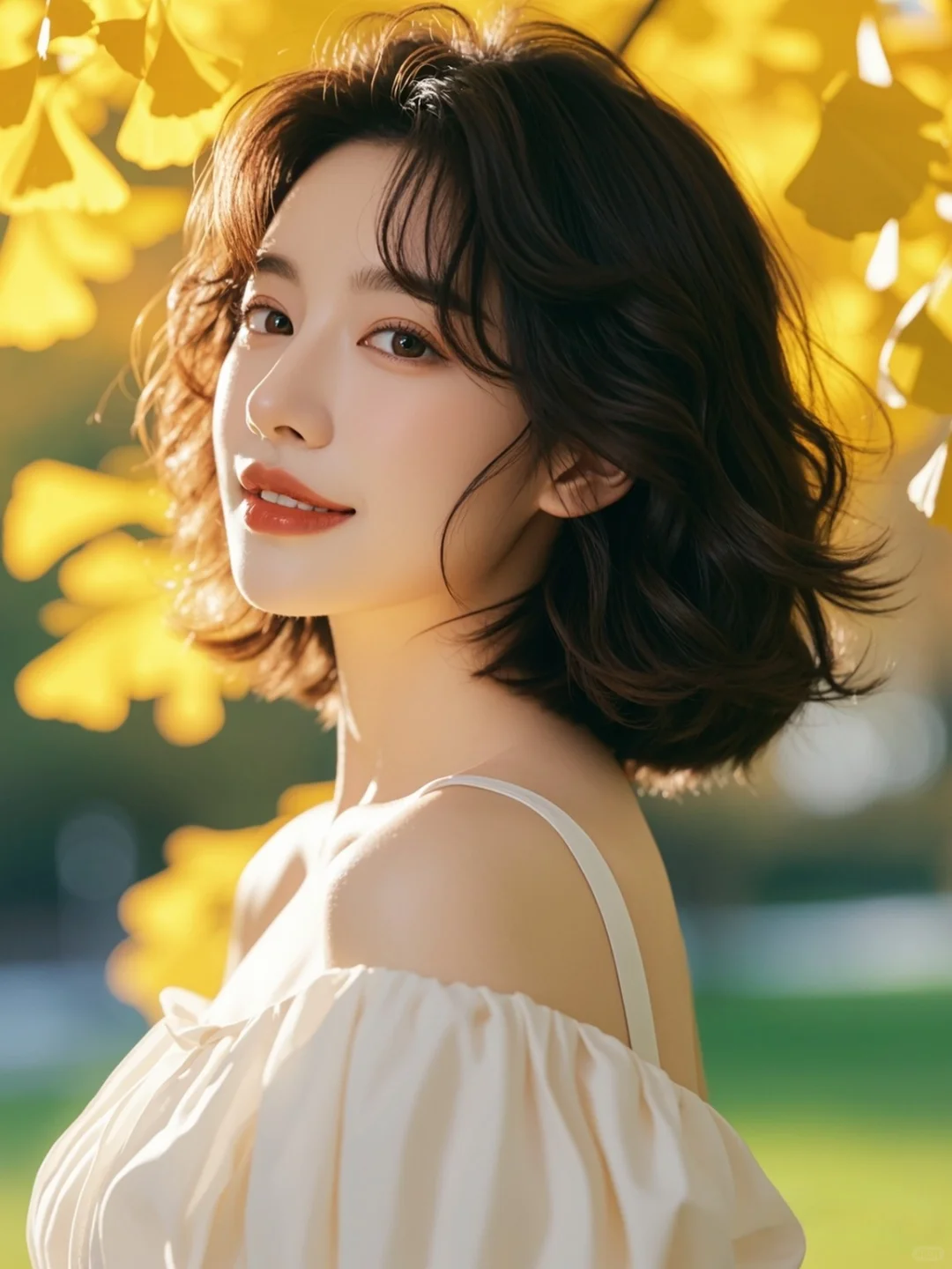 ? 温柔的秋风，轻拂过你的发梢～AI美女