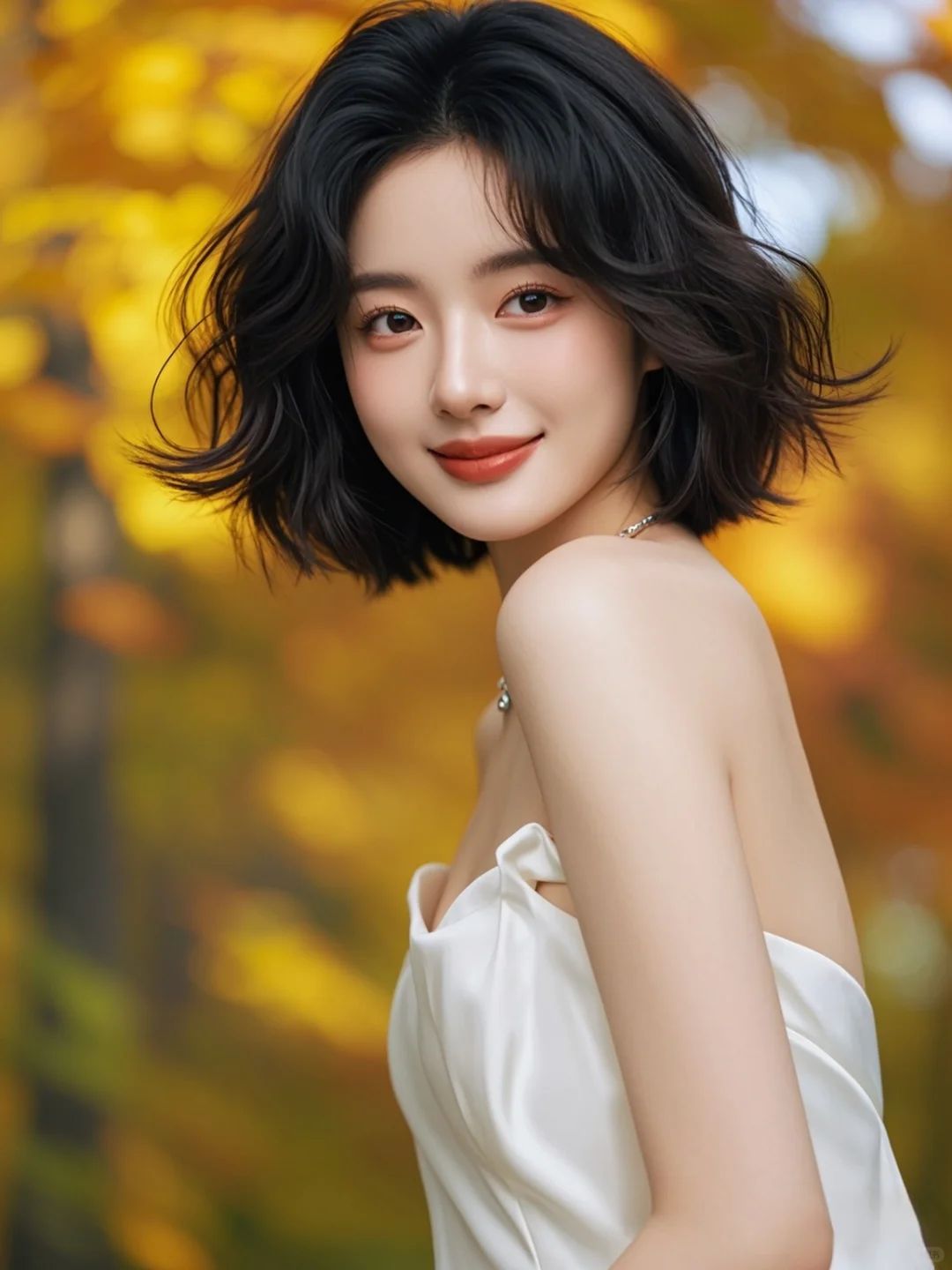 ? 温柔的秋风，轻拂过你的发梢～AI美女
