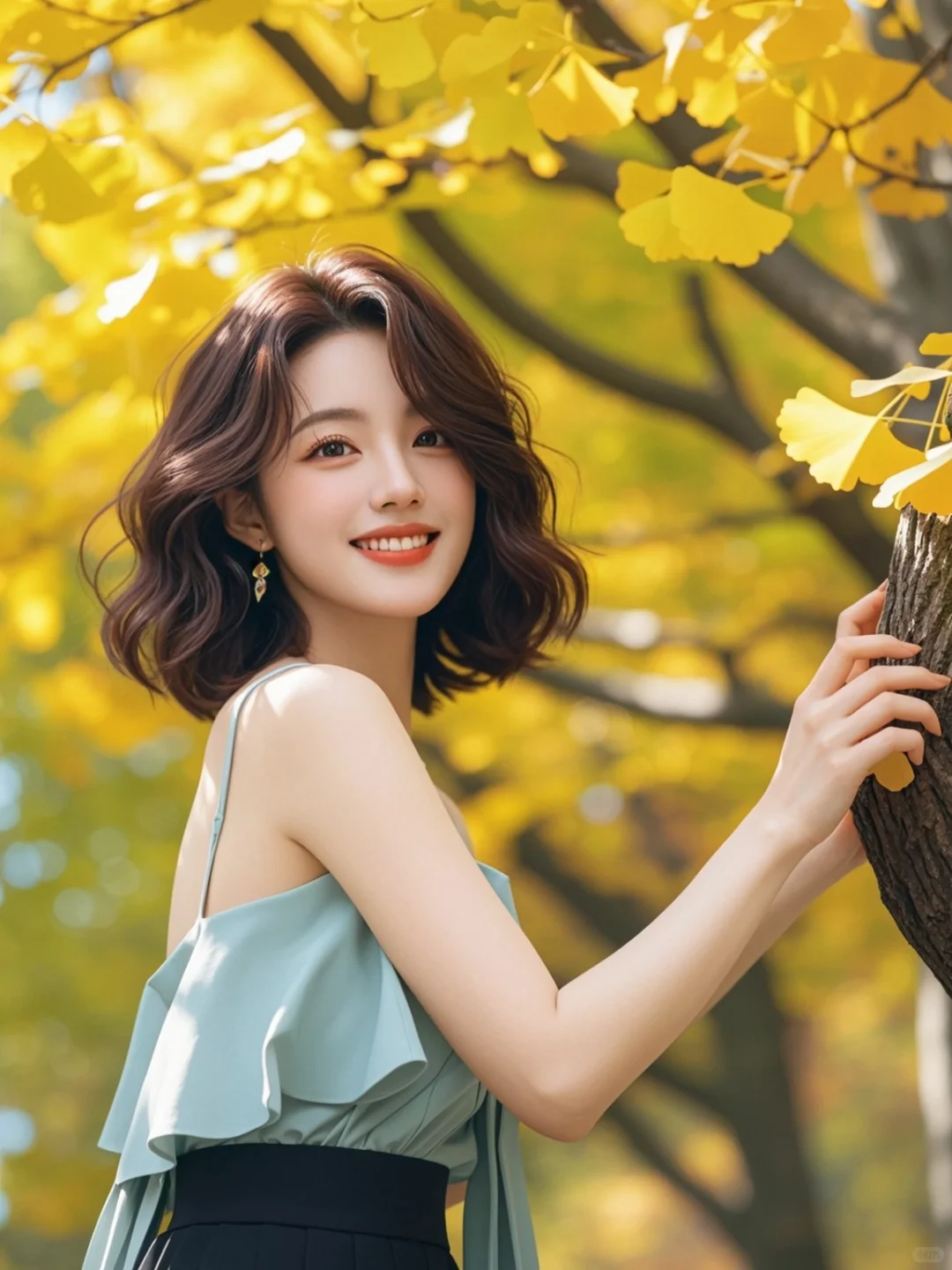 ? 温柔的秋风，轻拂过你的发梢～AI美女