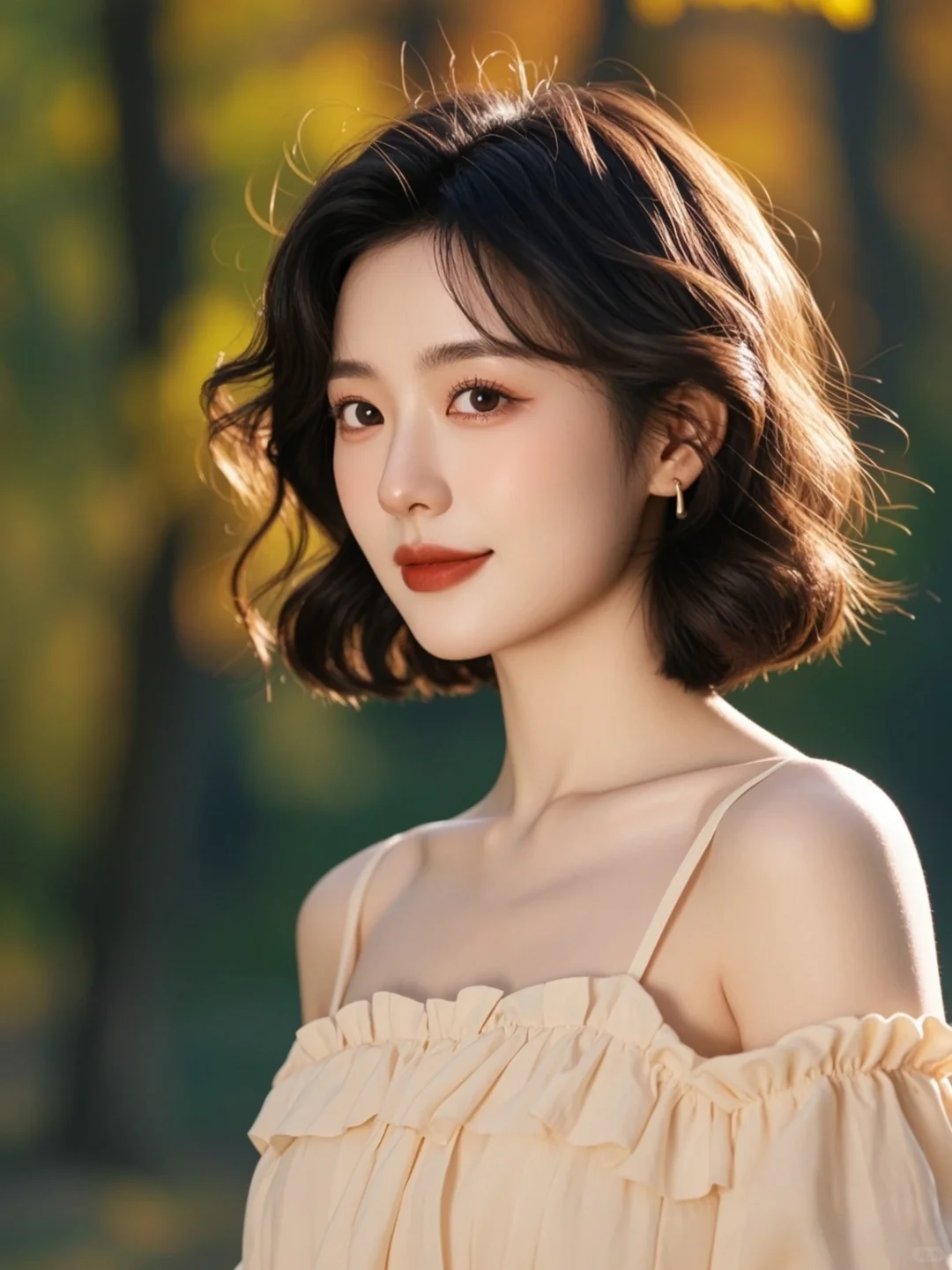 ? 温柔的秋风，轻拂过你的发梢～AI美女