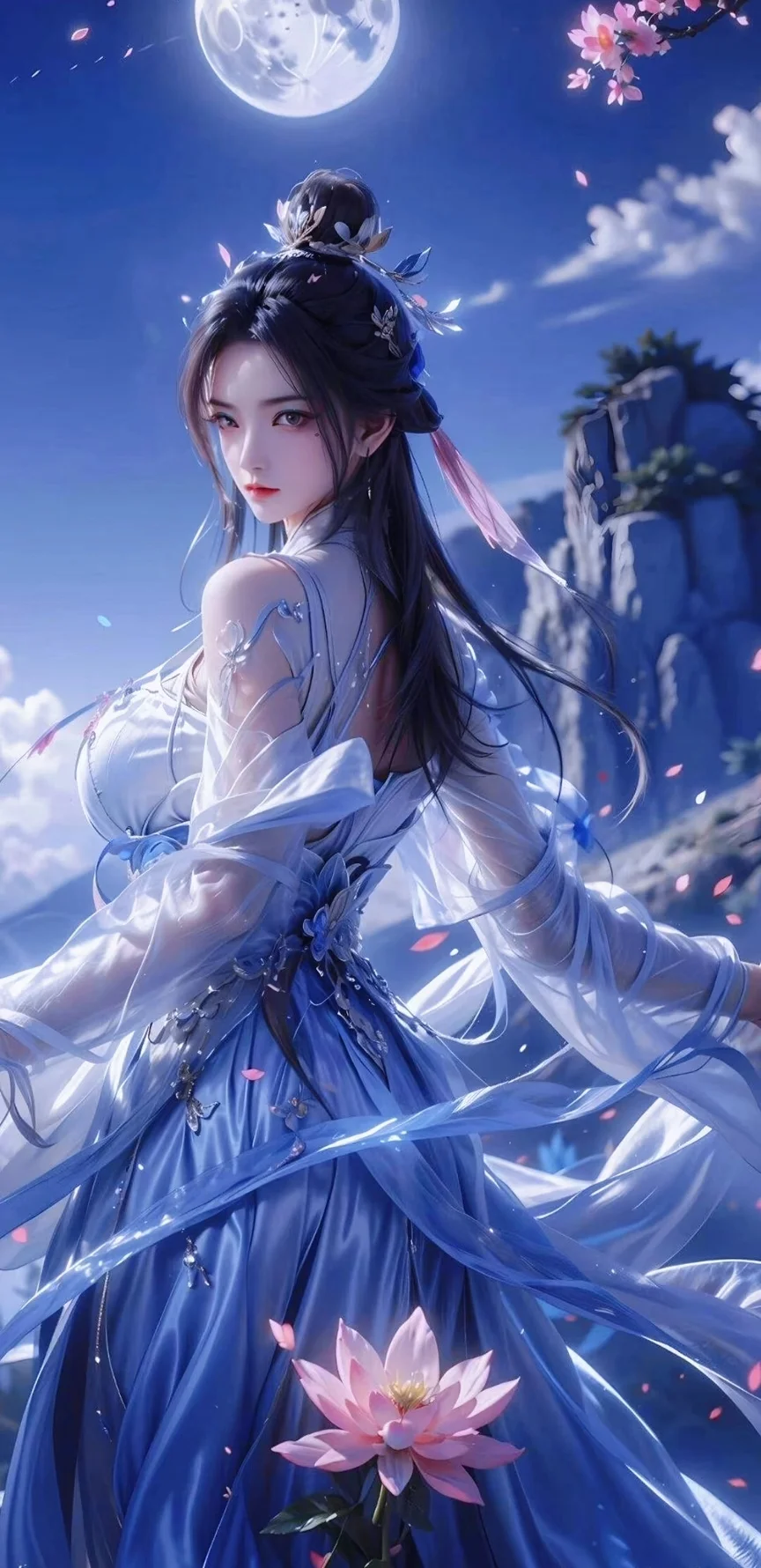 月下美人，清冷而神秘。陆雪琪