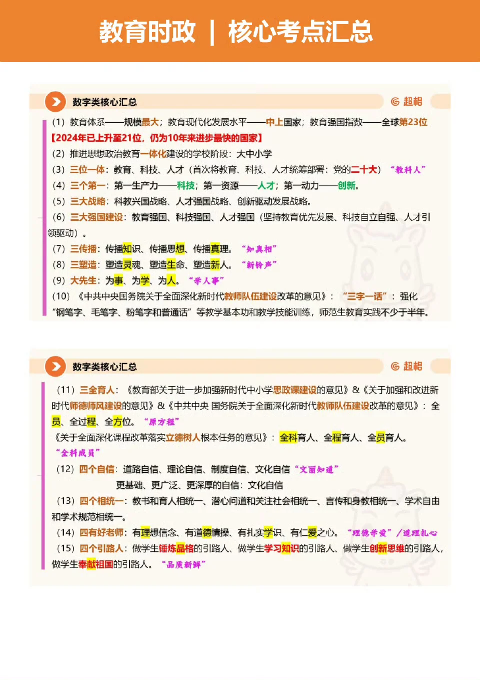 特岗考试教育时政核心考点汇总！