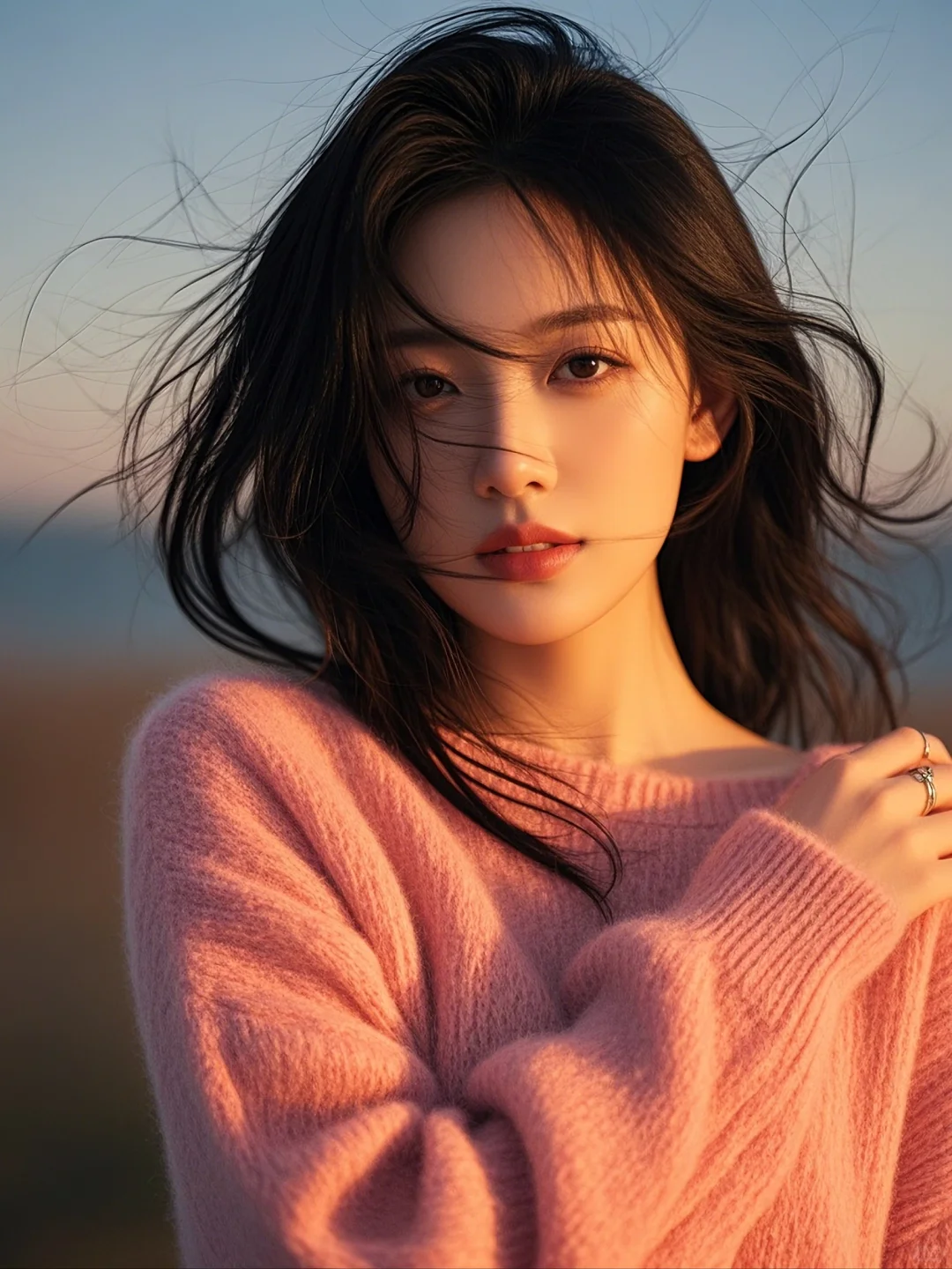 ?[AI]落日余晖中的粉色佳人?