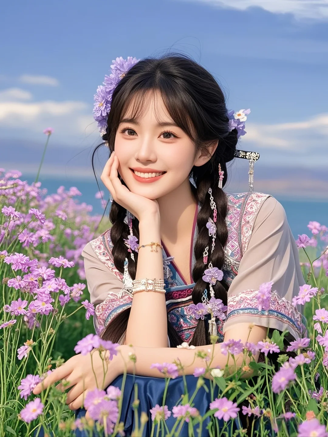 花海里有一只误入凡间的仙女?