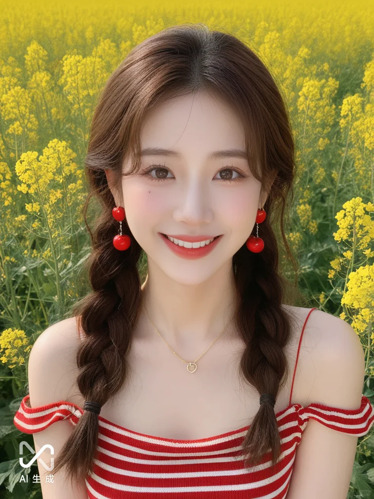 AI生成红条纹花海AI写真