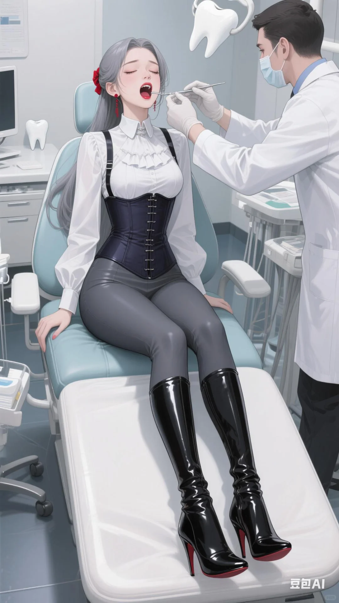 壁纸分享:牙科诊所的美女小姐姐患者