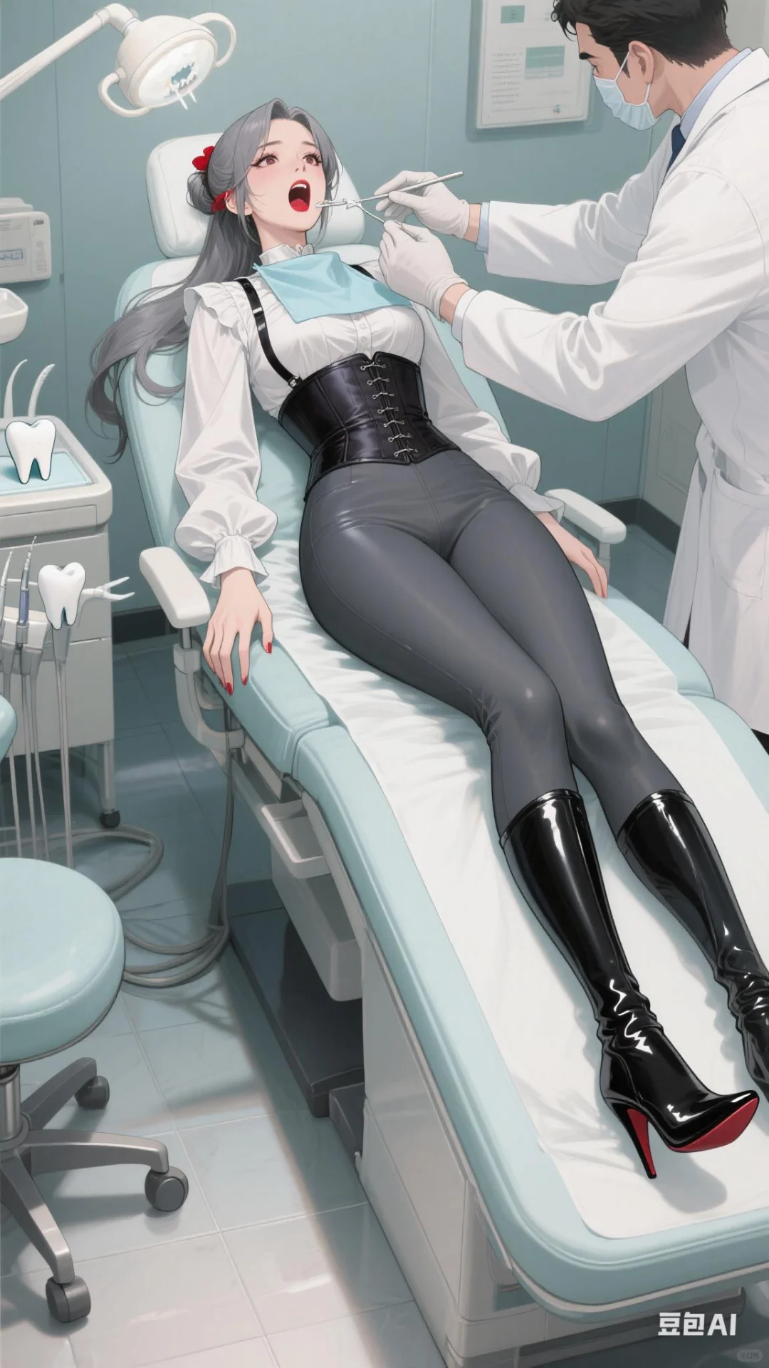 壁纸分享:牙科诊所的美女小姐姐患者