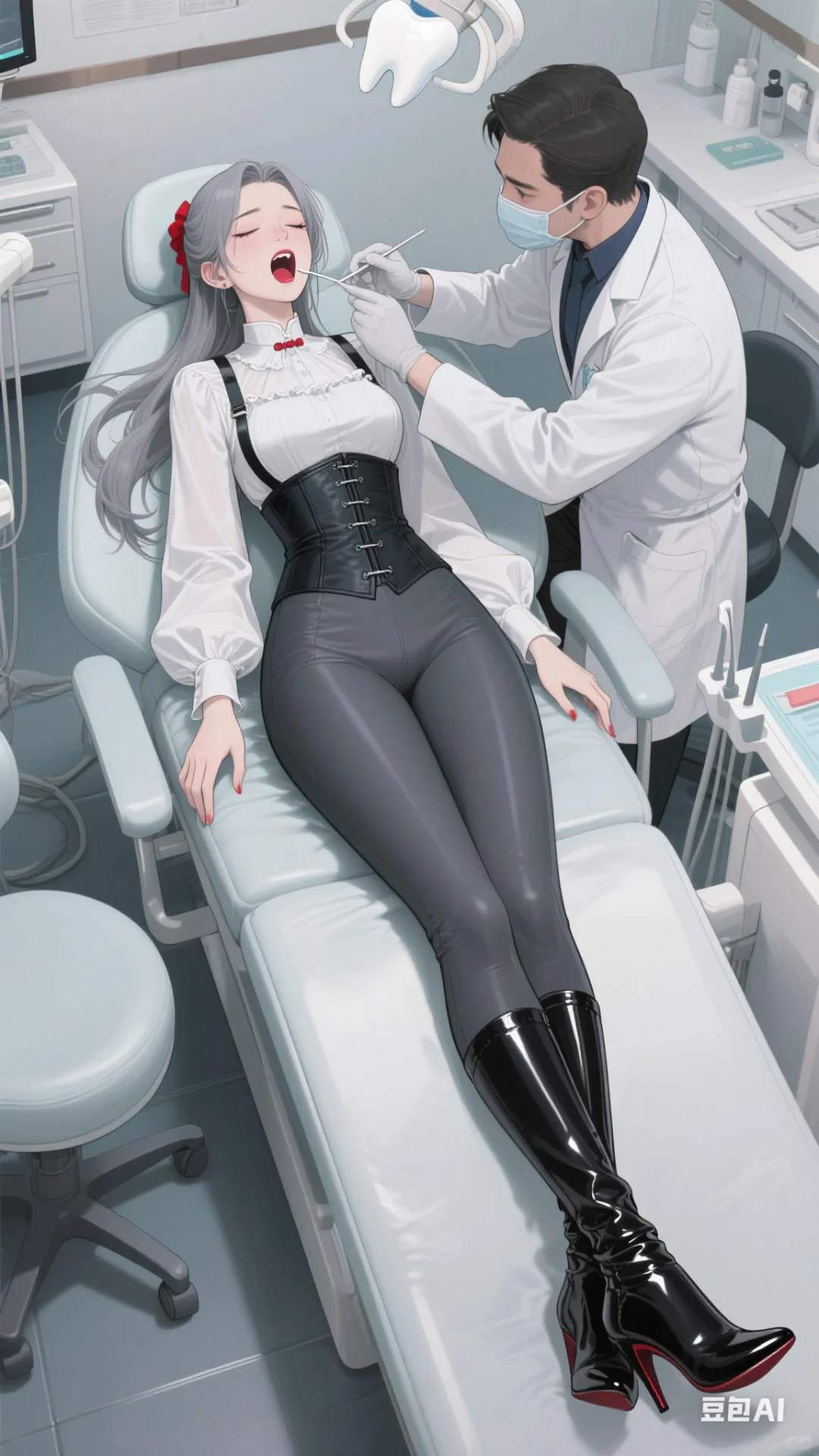 壁纸分享:牙科诊所的美女小姐姐患者