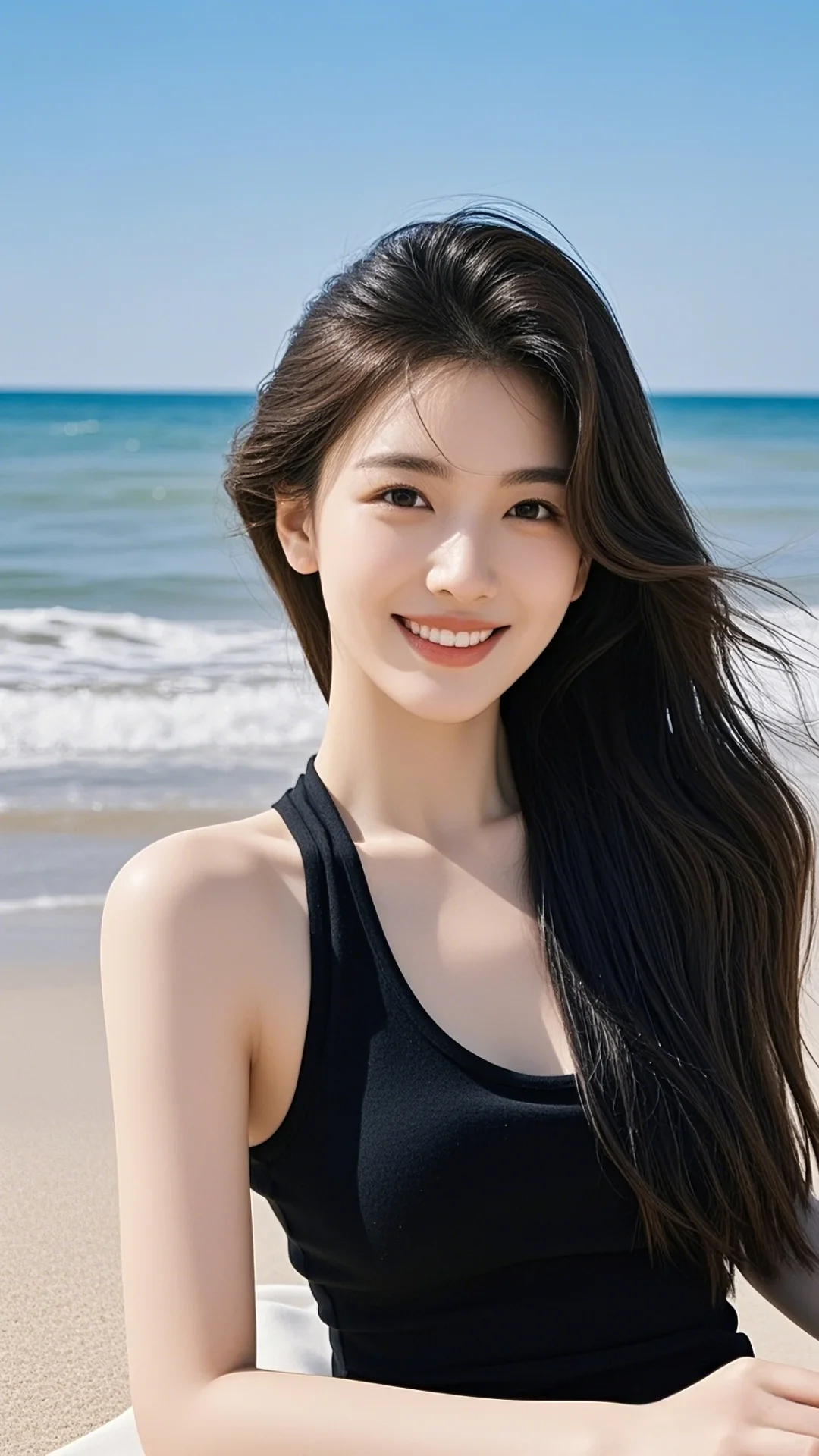 高清美女图片?海边的浪漫邂逅?