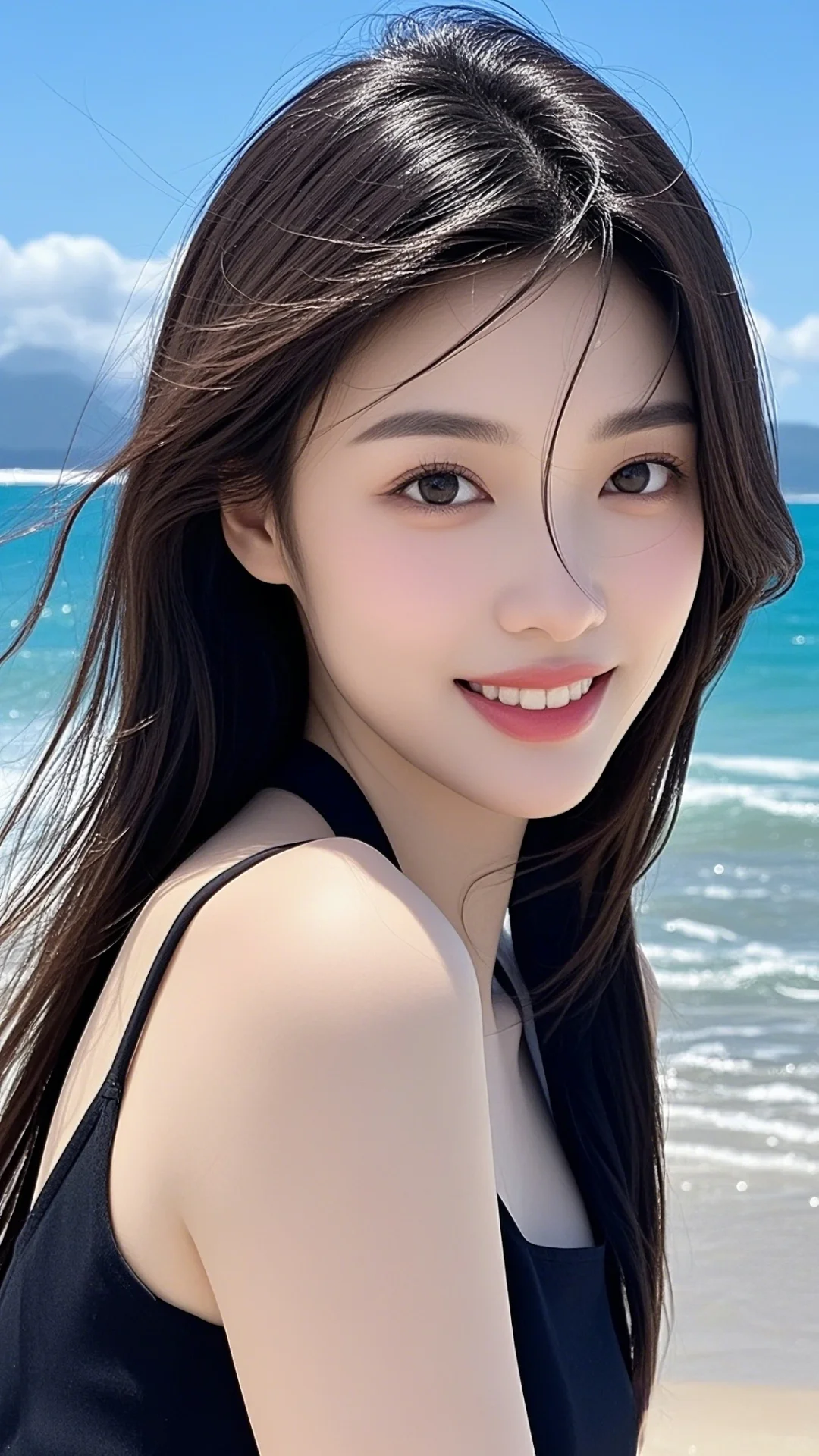 高清美女图片?海边的浪漫邂逅?