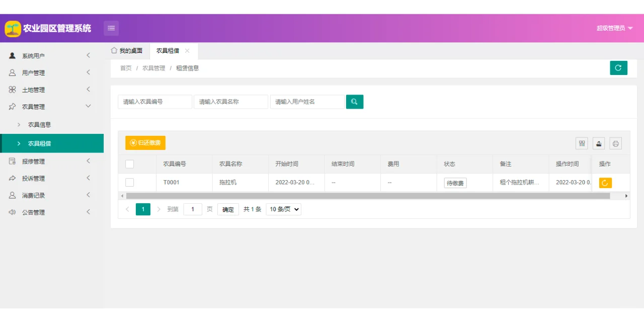 【原创】springboot mysql农业园区管理系统