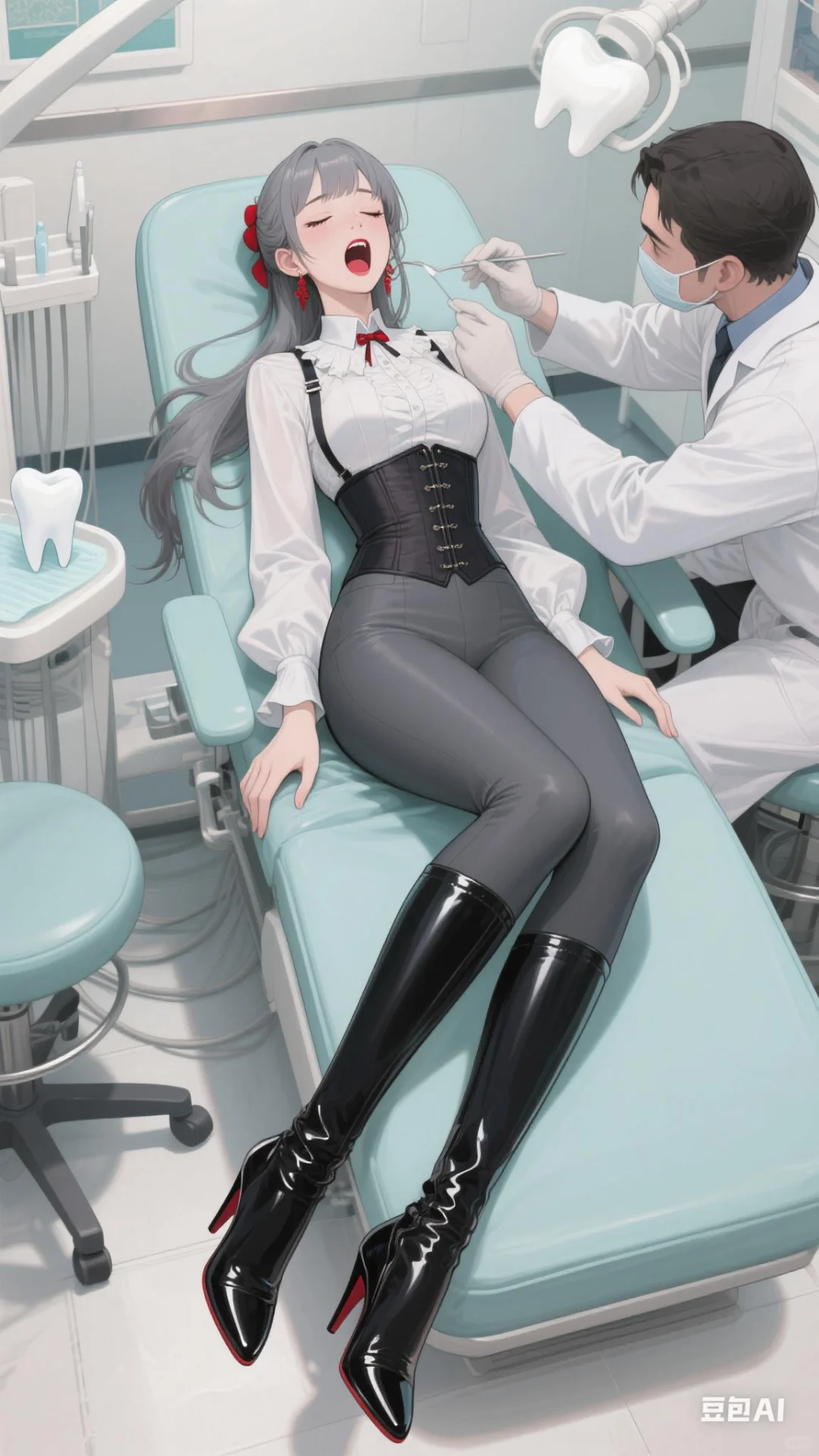 壁纸分享:牙科诊所的美女小姐姐患者