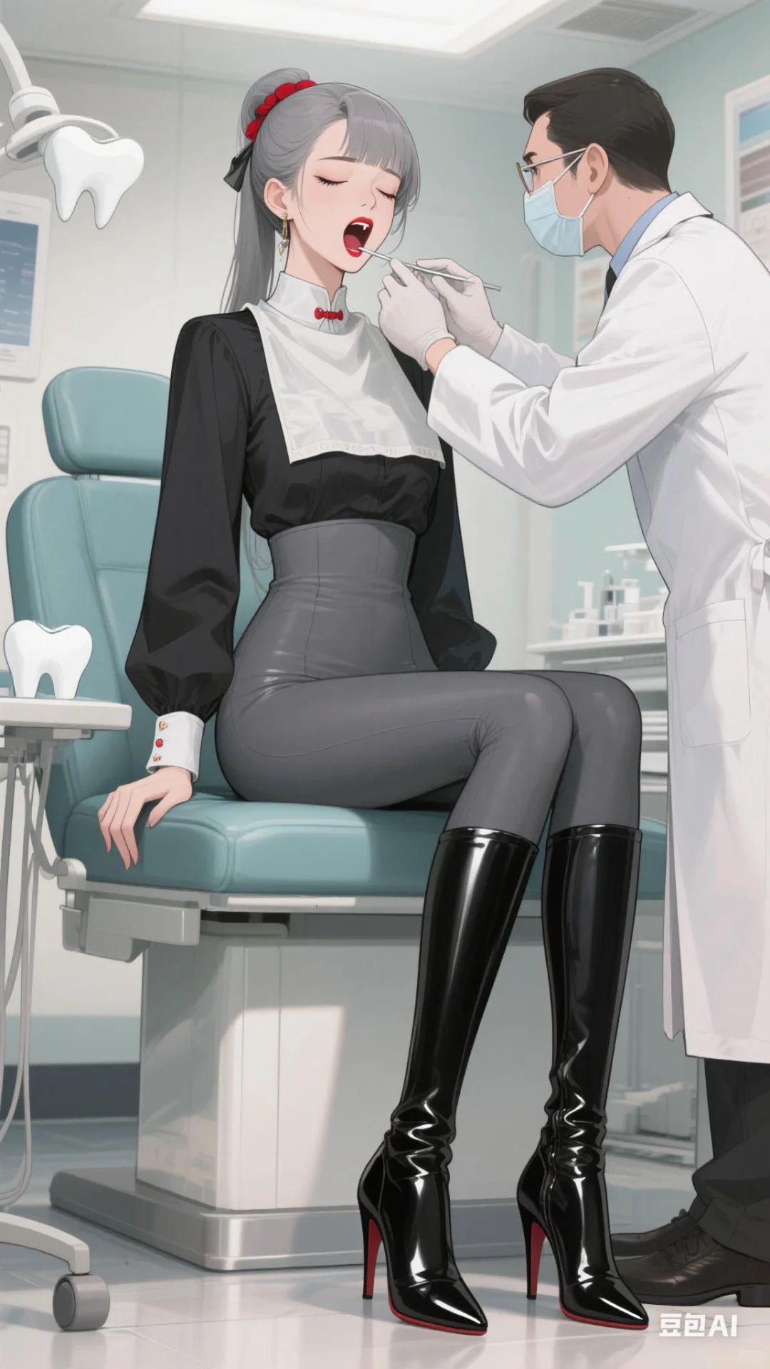 壁纸分享:牙科诊所的美女小姐姐患者