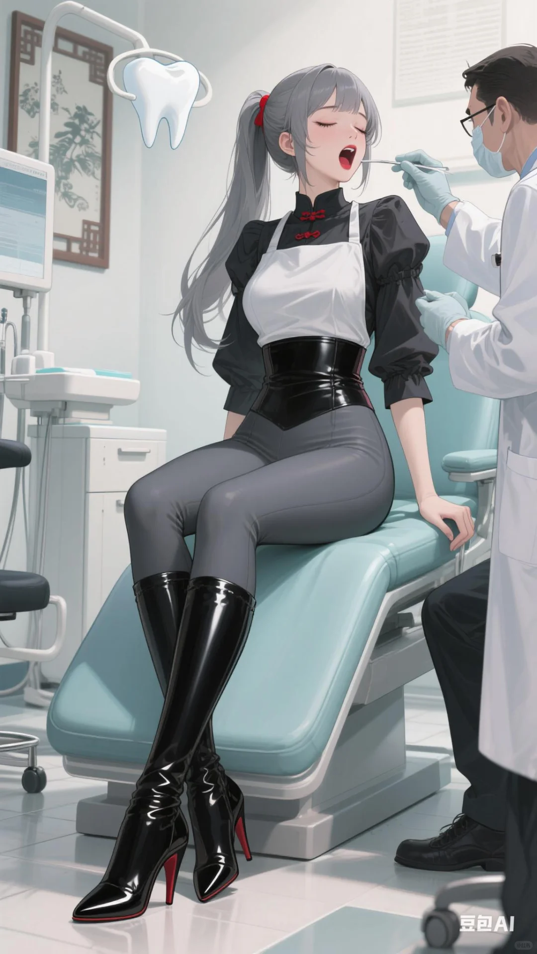 壁纸分享:牙科诊所的美女小姐姐患者