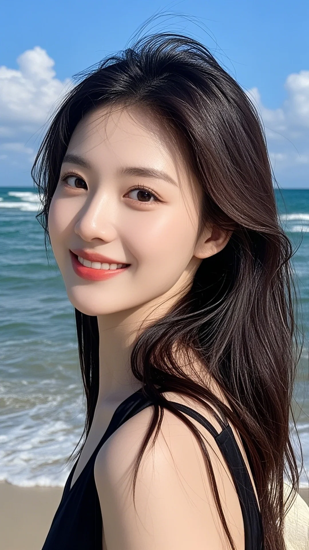 高清美女图片?海边的浪漫邂逅?