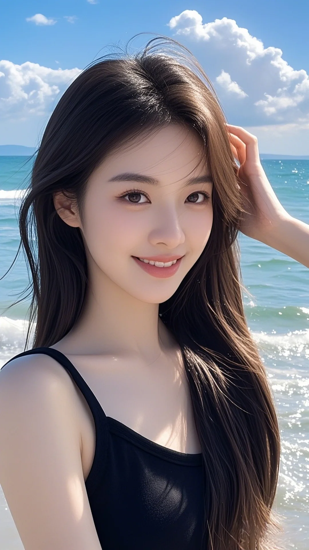 高清美女图片?海边的浪漫邂逅?