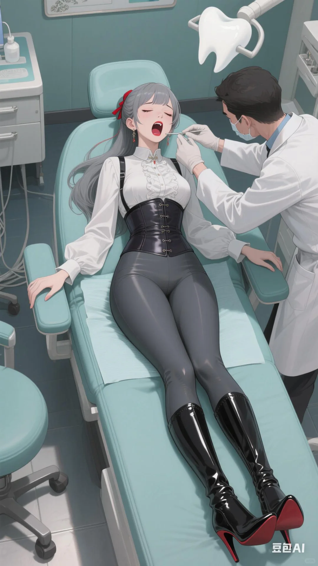 壁纸分享:牙科诊所的美女小姐姐患者