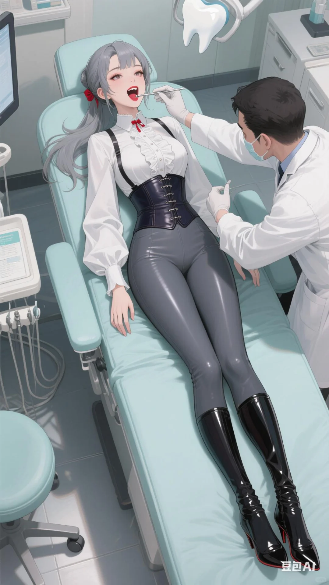 壁纸分享:牙科诊所的美女小姐姐患者