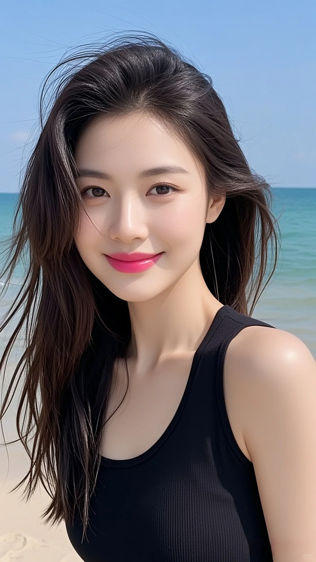 高清美女图片?海边的浪漫邂逅?