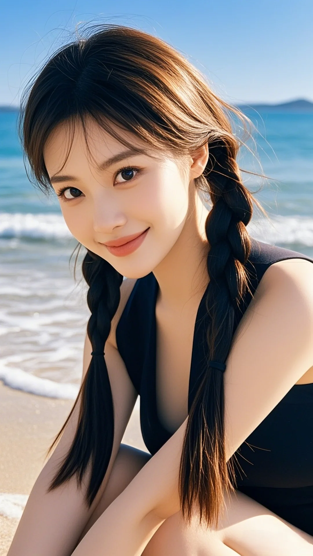 高清美女图片?海边的浪漫邂逅?
