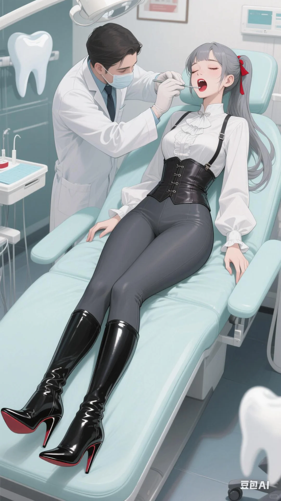 壁纸分享:牙科诊所的美女小姐姐患者