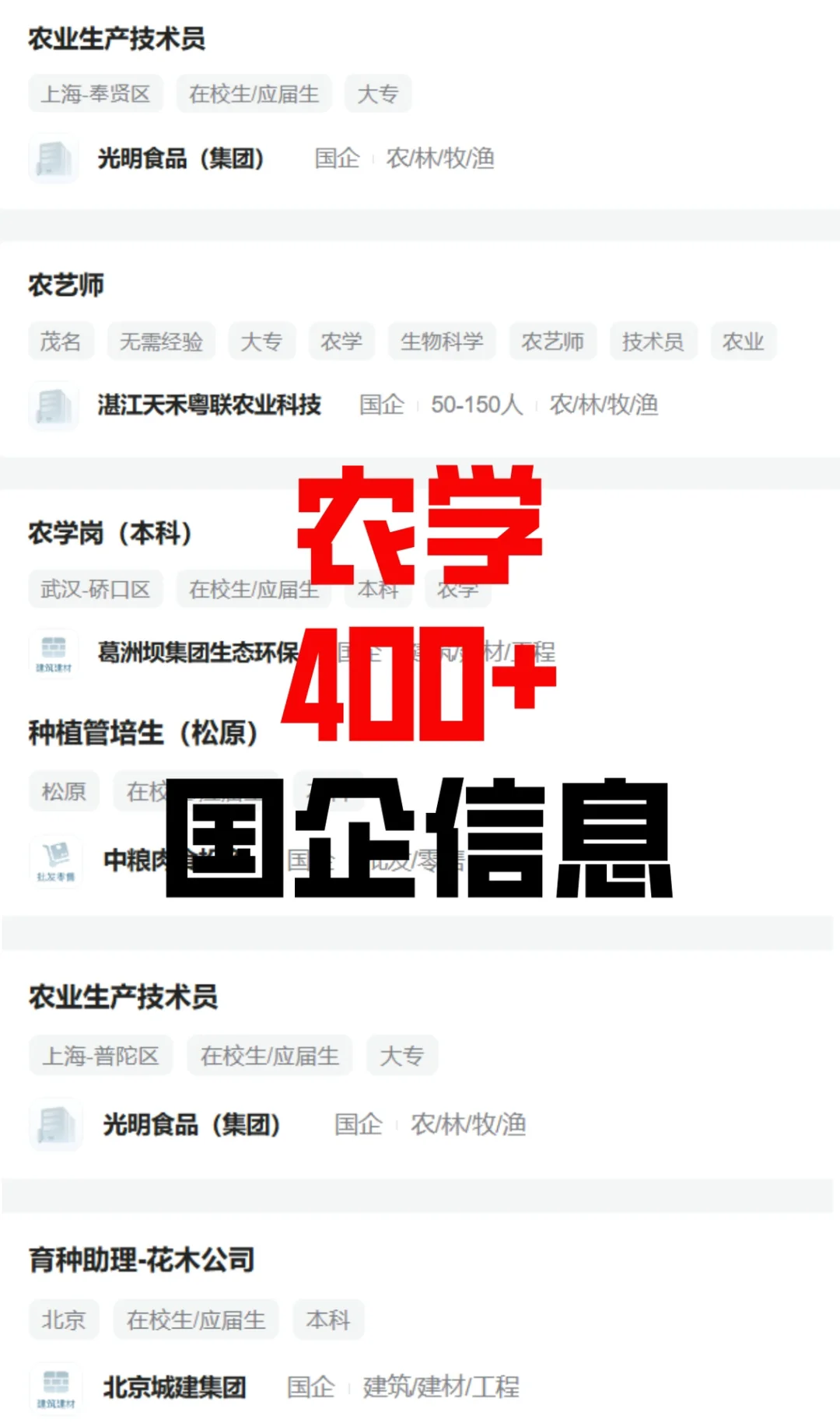 农业国企岗位捞人啦!