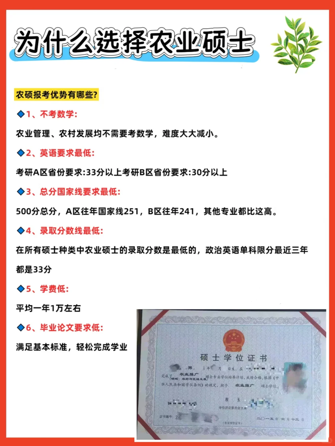为什么要选择农业硕士?