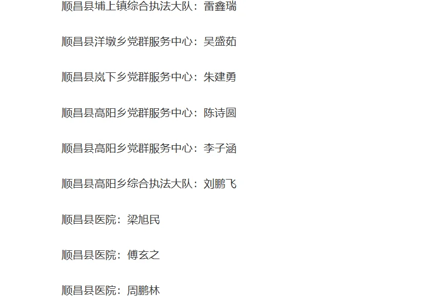25年南平顺昌县事业单位拟聘用名单公示!
