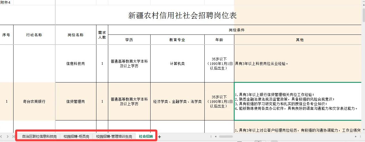 2025新疆农村信用社招聘公告295人