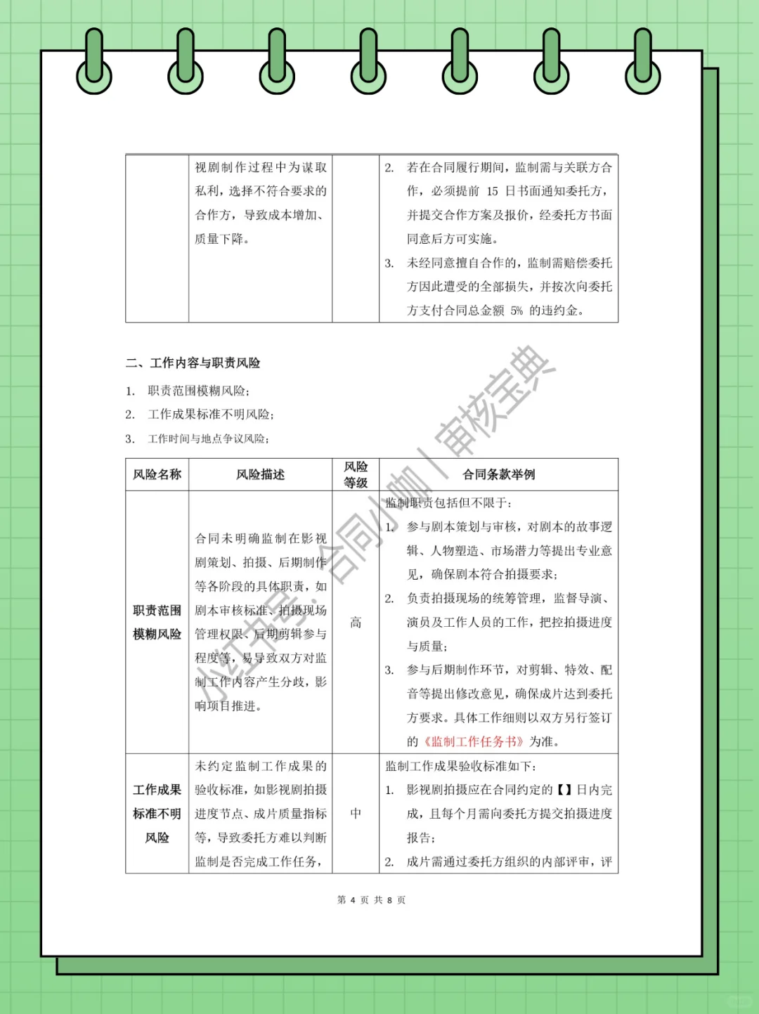 审核宝典丨《影视监制聘用合同》如何审核